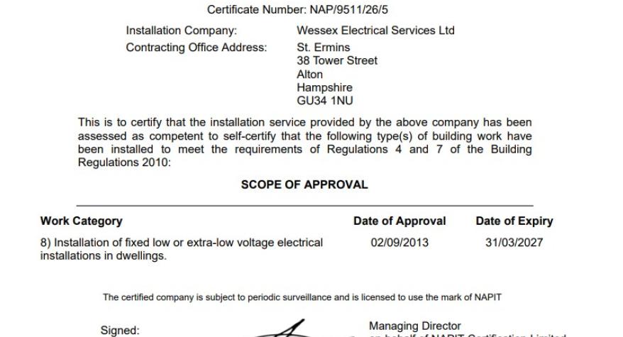 Competent Person Certificate