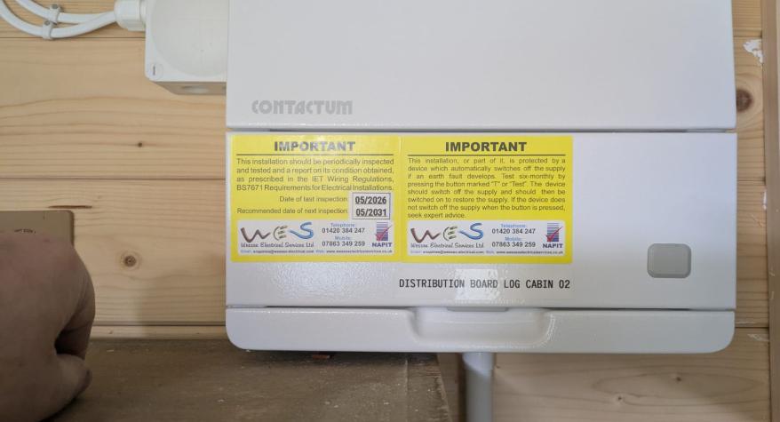 New Install at the Gordon Brown Centre, Rotherwick, Hook- Log Cabin Electrical Installation